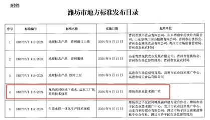 《DB 3707/T 116-2024 凡納濱對蝦地下咸水、鹽水工廠化養殖技術規范》發布 推動技術推廣的關鍵一步